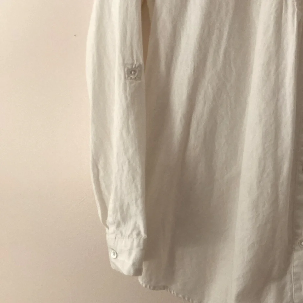 Women's J.Jill Button Down Blouse Shirt, M, White Cotton Pintucked